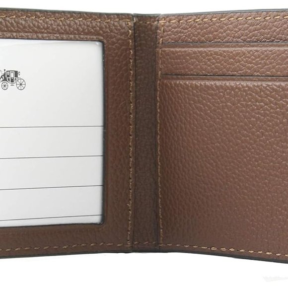 Coach Men's 3 in 1 Compact ID Leather Wallet With Key Fob F64118 Dark Saddle - Picture 5 of 6